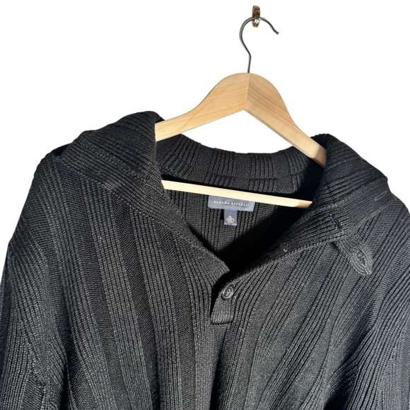 Banana Republic Men's Henley Sweater Merino Wool Ribbed Cowl Neck Black Size XL - Picture 4 of 5
